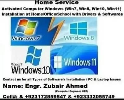 Activated Computer Windows installation with drivers Home Service