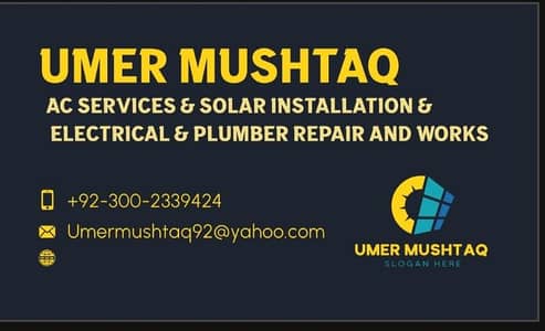 AC services and solar installation and electrical and plumbing rworks