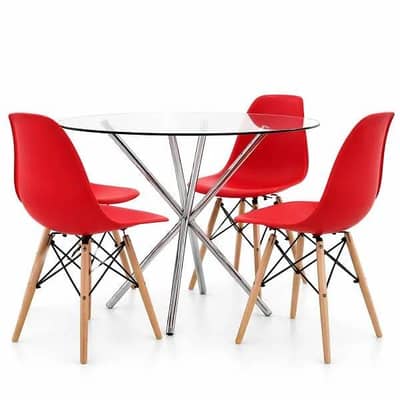 dining table and 4x chairs (imported temperd stainles steel )