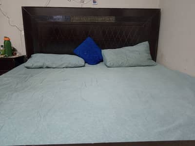 King Bed Set with Mattress + Pure Wood LED/ TV Concole + Room Mirror