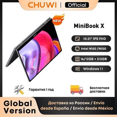 CHUWI MiniBook X Laptop Tablet 2 In 1 Intel N150/N100 10.51" FHD IPS S
