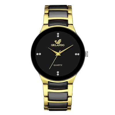 Hot sale black dial steel quartz men business watch