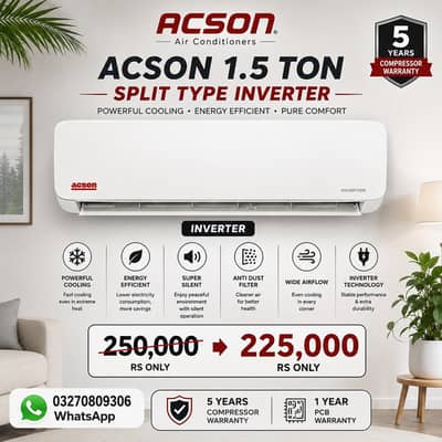 Acson 1.5 Ton Inverter Split Type AC Market Sy Km Rate Main