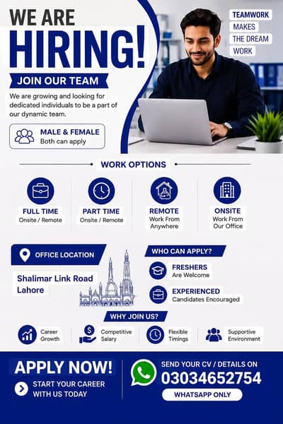 we are hiring male and female staff for online and office work