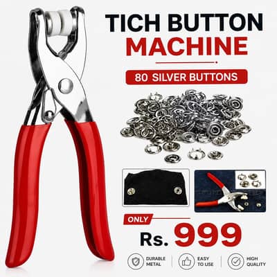 Tich Button Machine with 80 Silver Buttons | New | Rs. 999
