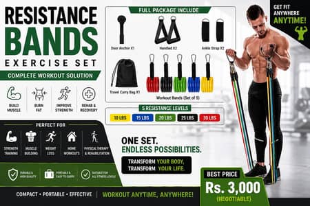 Resistance Bands Exercise Set with Accessories – Like New