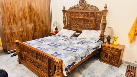 Wooden bed side table with dressing / Complete Bed set