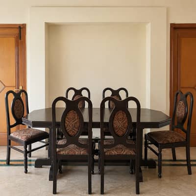 6 Seater Solid Wooden Dining Table Set | Urgent Sale