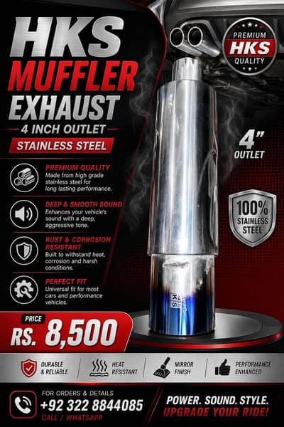 HKS Muffler Exhaust 4 inch outlet stainless steel