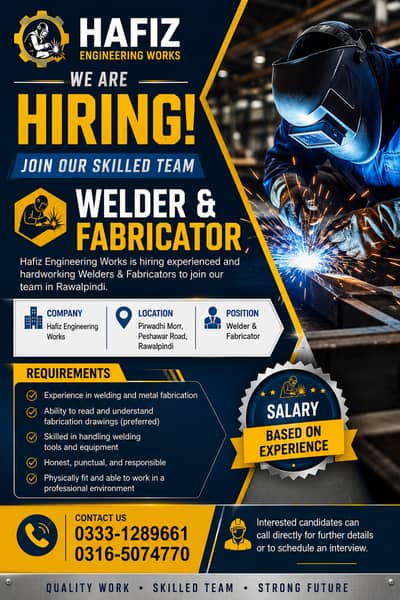 Welder & Fabricator Required | jobs | Rawalpindi