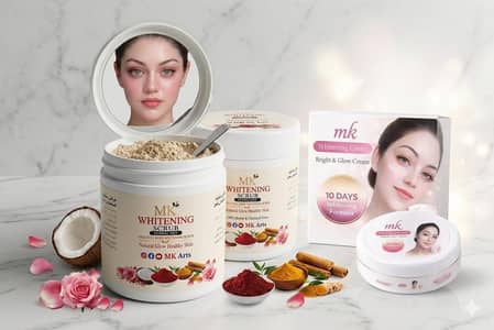 Mk whitening cream & whitening herbal dry scrub