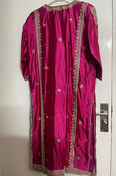 3 Piece Semi Formal Embroidered Dress – Elegant Magenta | Ready to We