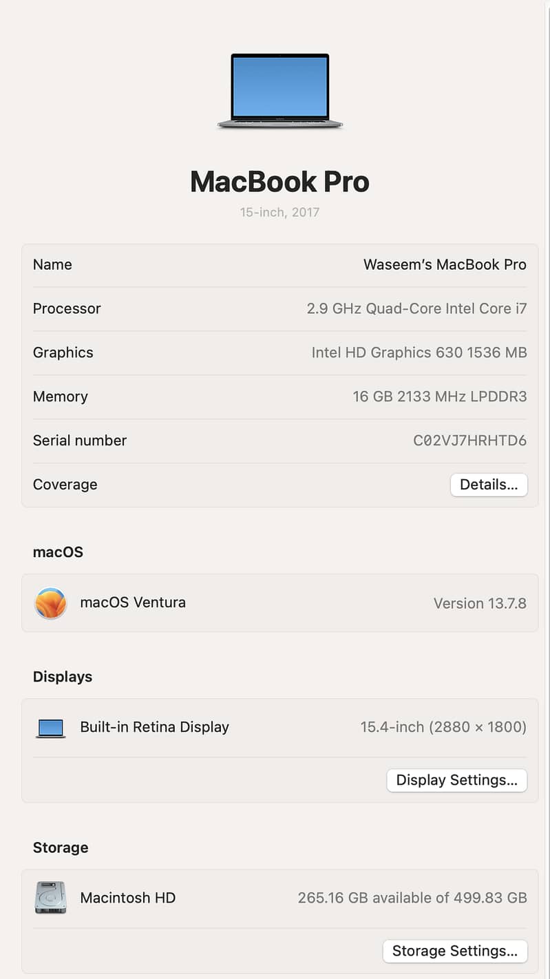 MacBook pro I7 1