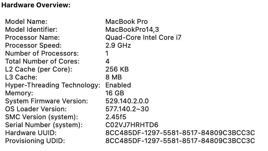 MacBook pro I7 2