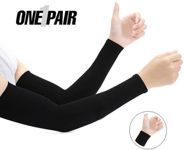 Sports Arm Sleeves Pair  Uv sunburn skin tannig protection Arm sleevess - Black-Skin