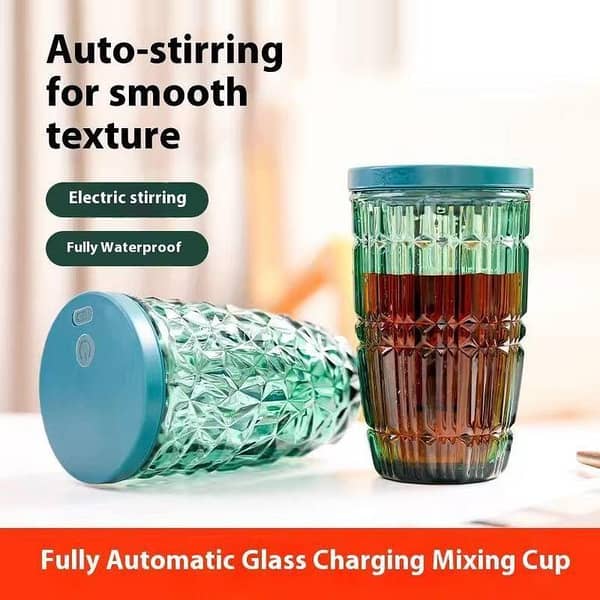 Automatic mixer coffee maker lemon water laban maker rechargeable portable glass 450ml
