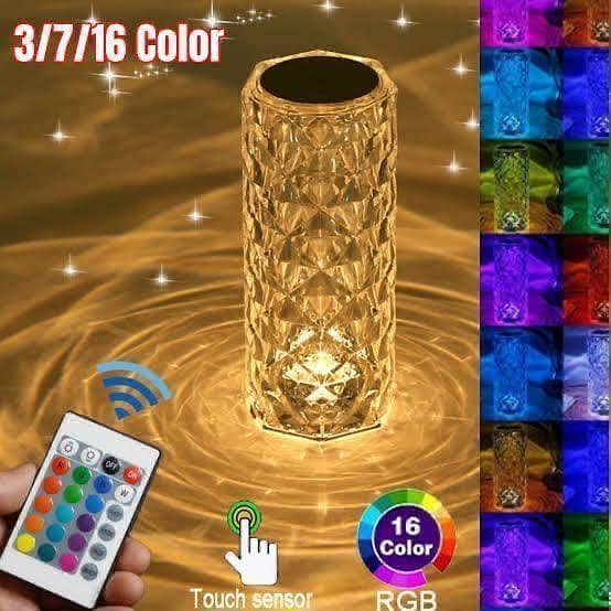Rose crystal lamp RGB touch colour changer rechargeable with remote
