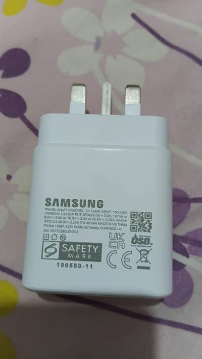 original Samsung 45W Super Fast Charger – Genuine 3-Pin Adapter