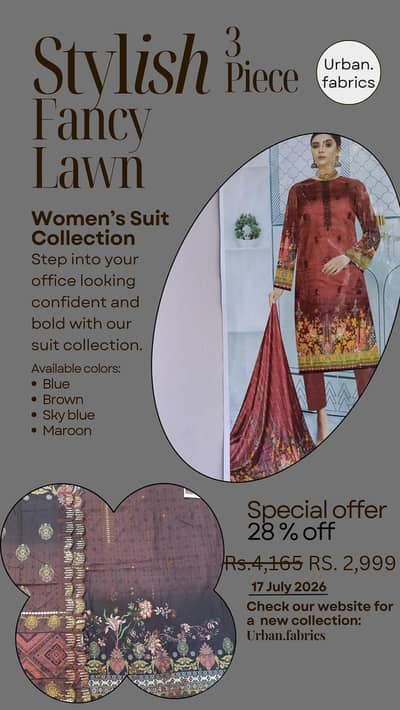 premium Fancy Lawn 3 Piece luxury Collection with Cutwork Dupatta.