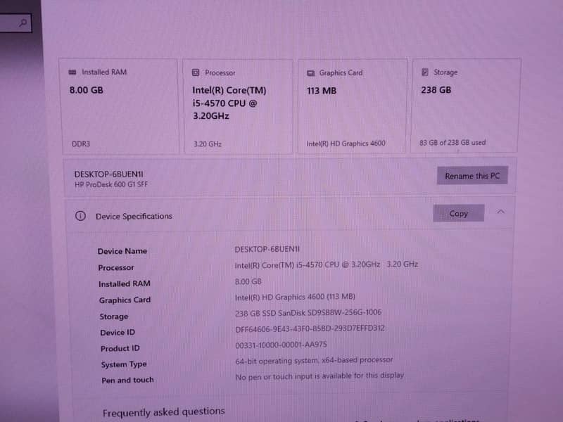 HP intel corei5 6