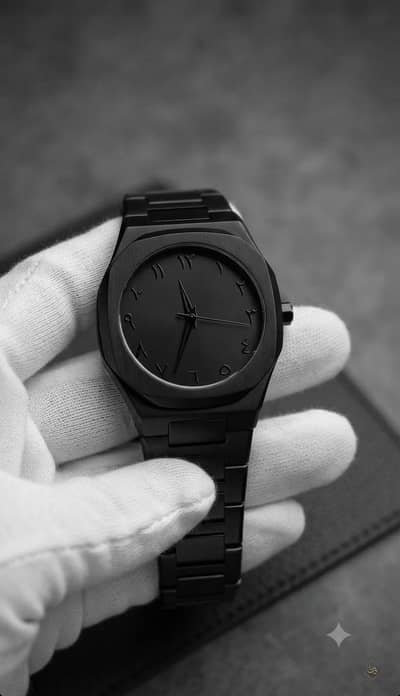 Premium Arabic Dial Matte Black Watch - Elegant Minimalist Design