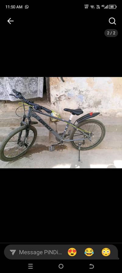 Best condition bicycle for sale gray colour A1 condition 26 size