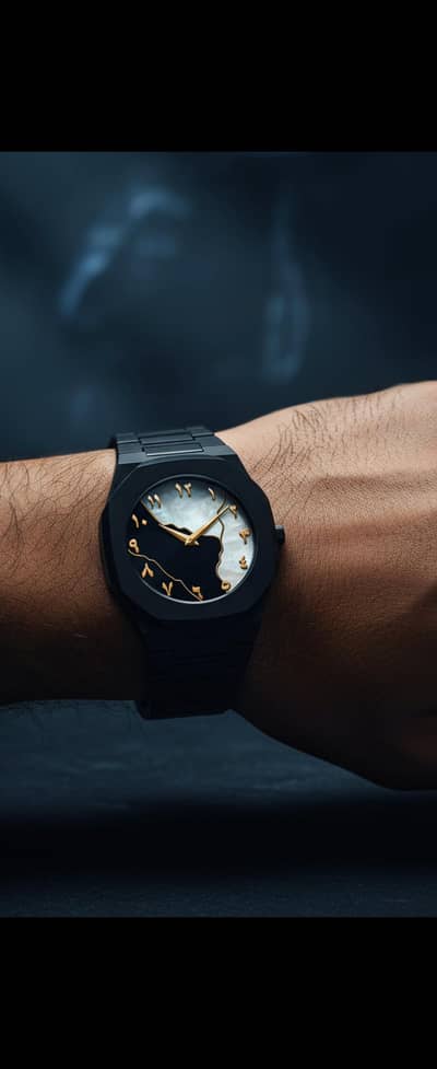 ​ Black Aura Premium Arabic Dial Watch. Elite Abstract Luxury! 
