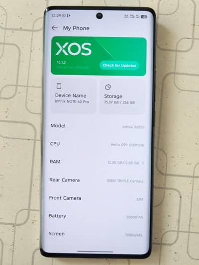 Infinix Note 40 Pro 12+12 256 GB 70 WATT CHARGER
