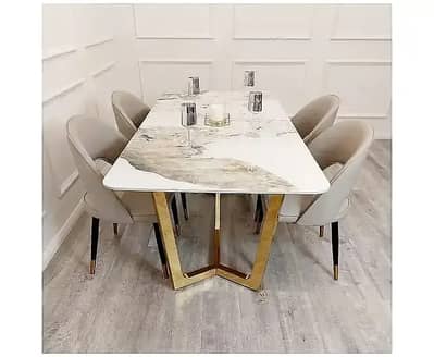 6 seater dining table/UV top table/restaurant dining set/cafe chairs