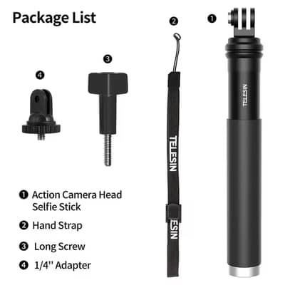 TELESIN GoPro Aluminum Selfie Stick Foldable convert to Tripod Monopod