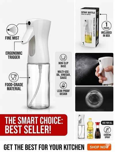 Leak-Proof Oil & Vinegar Mist Spray Bottle – Best Seller