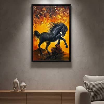 The Fiery Spirit Black Stalllion Handmade Art