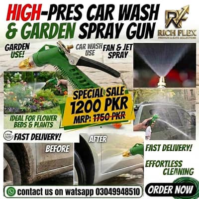 Green lever spray gun with brass tip for Car and Garden use