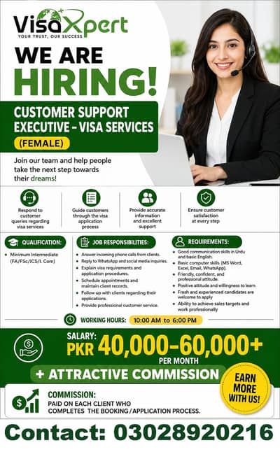 Customer Support Executive – Visa Services (Female)