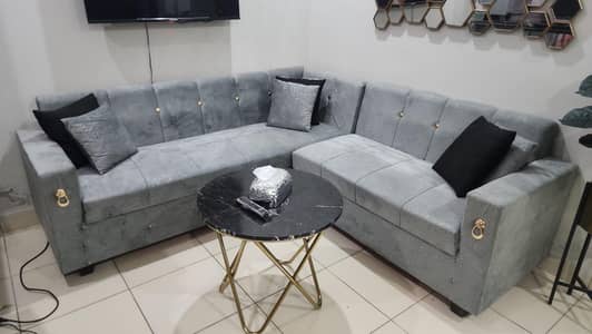 5 Seater L Shape Sofa Set + 1 Two Seater Sofa + 2 Matching Stools