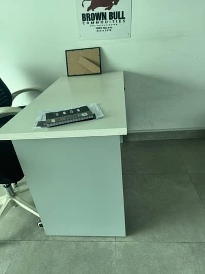 urgent Office Table for Sale – White Wooden Desk