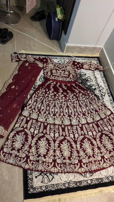 One Time Wore Only Bridal Velvet Lehenga