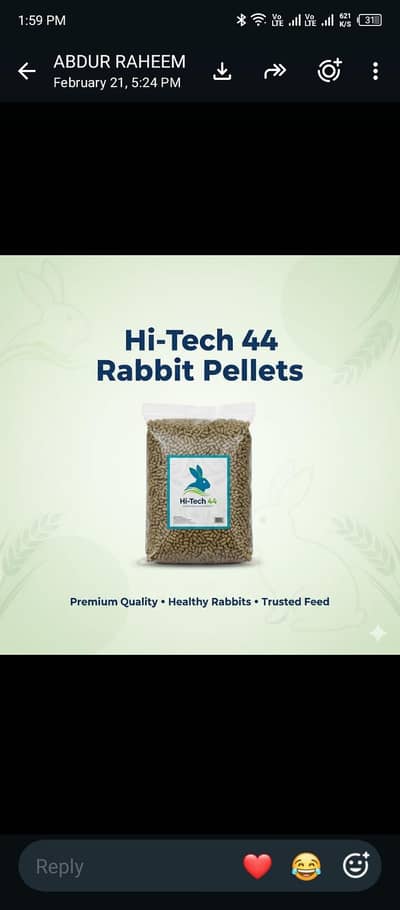 Hi-Tech 44 Premium Rabbit Feed – Healthy Growth & Fast Weight Gain