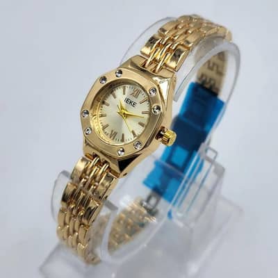 Women's Gold Octagonal Watch With Diamond Accents