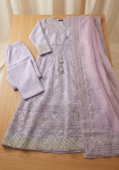 Sada Bahar Brand Lilac 3-Piece Festive Maxi Set (Size Medium)