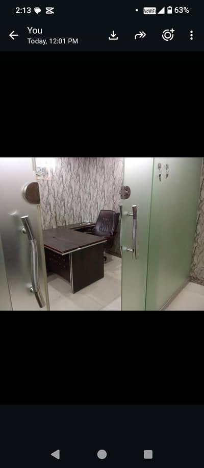 Furnished office available for rent in Moon Market Allama Iqbal Town .