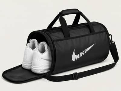 sports gym duffle bag with shoe compartments & hidden security pocket