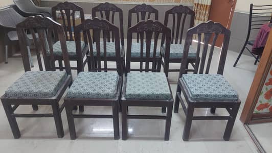 Set of 8 wooden dining chairs