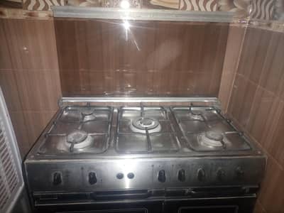 5 burner gas cooking range with double oven | stainless steel|