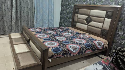 double bed with side table or mirror