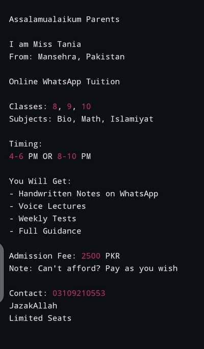 online WhatsApp tution for class  8 9 10