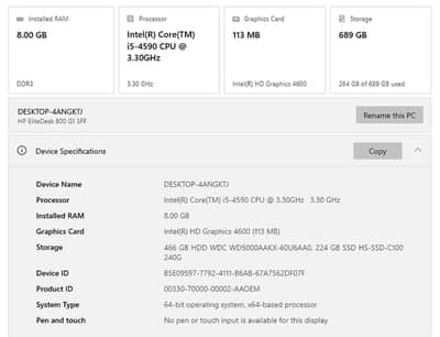 Hp 21 Inch LCD Border Less 1080P i5 4th Generation