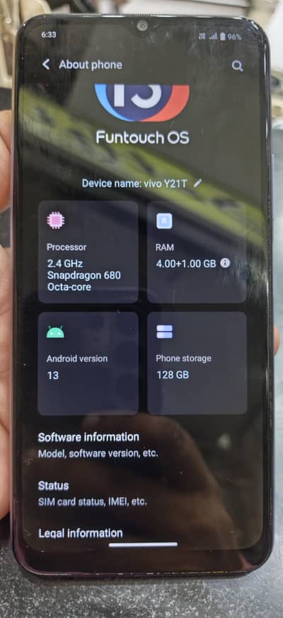 Vivo Y21T only phone original panel not open