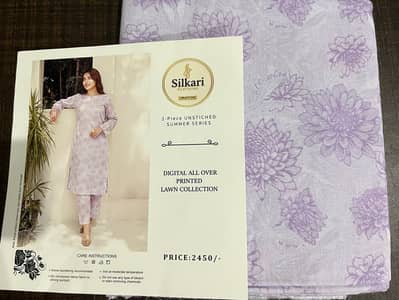 Silkari 2 Piece Unstitched Lawn Suit – Digital Printed