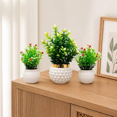 Pack of Three Premium Green Artificial Plants | Home And Office Decor